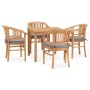 5-teiliges Garten-Essset und Kissen aus massivem Teakholz von vidaXL, Gartensets - Ref: Foro24-3060007, Preis: 860,10 €, Raba...