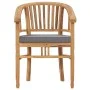 Set de comedor de jardín 5 pzas y cojines madera maciza de teca de vidaXL, Conjuntos de jardín - Ref: Foro24-3060007, Precio:...