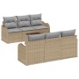 Conjunto de sofá de jardín 7 pcs Beige 55 x 55 x 37 cm