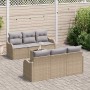 Conjunto de sofá de jardín 7 pcs Beige 55 x 55 x 37 cm