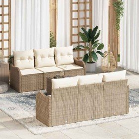 Conjunto de sofá de jardín 7 pcs Beige 55 x 55 x 37 cm