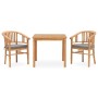 Set de comedor de jardín 3 pzas y cojines madera maciza de teca by vidaXL, Garden sets - Ref: Foro24-3060006, Price: 525,33 €...