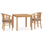 Set de comedor de jardín 3 pzas y cojines madera maciza de teca by vidaXL, Garden sets - Ref: Foro24-3060006, Price: 525,33 €...