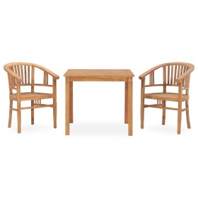 Conjunto de comedor para jardín 3 piezas madera maciza de teca