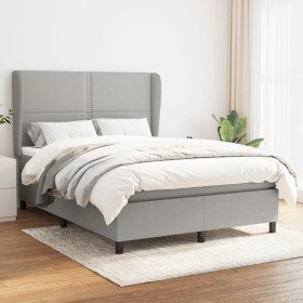 Cama box spring con colchón tela gris claro 140x200 cm Cama box spring con colchón tela gris claro 140x200 cm