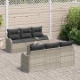 Conjunto de sofá de jardín 7 pcs Gris claro 55 x 55 x 37 cm