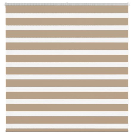 Dies ist ein breiter, 140,9 cm breiter, brauner Sand-Zebra-Vorhang aus Polyester. von , Jalousien und Jalousien - Ref: Foro24...