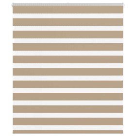 Dies ist ein breiter, 120,9 cm breiter, brauner Sand-Zebra-Vorhang aus Polyester. von , Jalousien und Jalousien - Ref: Foro24...