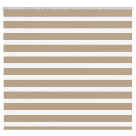 Dies ist ein breiter, 150,9 cm breiter, brauner Sand-Zebra-Vorhang aus Polyester. von , Jalousien und Jalousien - Ref: Foro24...