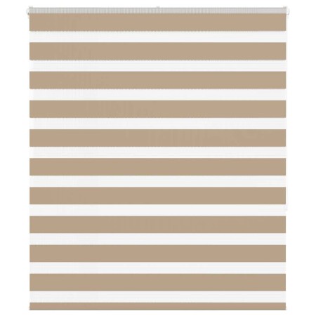 Dies ist ein breiter, 115,9 cm breiter, brauner Sand-Zebra-Vorhang aus Polyester. von , Jalousien und Jalousien - Ref: Foro24...