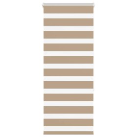 Dies ist ein breiter, 55,9 cm breiter, brauner Sand-Zebra-Vorhang aus Polyester. von , Jalousien und Jalousien - Ref: Foro24-...