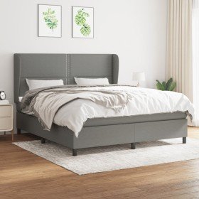 Cama box spring con colchón tela gris oscuro 160x200 cm en Camas y somieres | Comprar online en Foro24