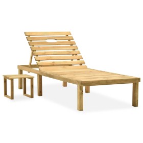 Garden lounger with impregnated pine wood table by vidaXL, Loungers - Ref: Foro24-315395, Price: 98,80 €, Discount: %