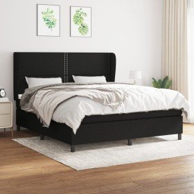 Cama box spring con colchón tela negro 180x200 cm Cama box spring con colchón tela negro 180x200 cm