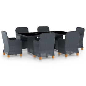 Garten-Essgruppe 7-teilig mit dunkelgrauen synthetischen Rattankissen von vidaXL, Gartensets - Ref: Foro24-3060163, Preis: 87...