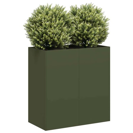 Pflanzgefäß aus kaltgewalztem Stahl in Olivgrün 80x40x80 cm von , Töpfe und Pflanzgefäße - Ref: Foro24-860713, Preis: 97,70 €...