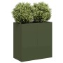 Cold-rolled steel planter in olive green, 80x40x80 cm. by , Pots and planters - Ref: Foro24-860713, Price: 97,70 €, Discount: %