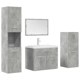 Bathroom furniture set, 5 pieces, engineered wood, gray concrete. by , Bathroom furniture - Ref: Foro24-3324896, Price: 295,1...
