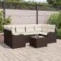 Conjunto de sofá de jardín 7 pcs Marrón 55 x 55 x 37 cm