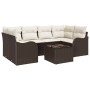 Conjunto de sofá de jardín 7 pcs Marrón 55 x 55 x 37 cm