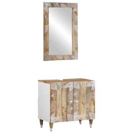 Zweiteiliges Badezimmermöbelset aus massivem Mangoholz. von , Badezimmermöbel - Ref: Foro24-3310135, Preis: 156,44 €, Rabatt: %
