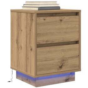 Mesilla de noche con luces LED roble artesanal 38x34x50 cm von , Nachttische - Ref: Foro24-861299, Preis: 58,08 €, Rabatt: %