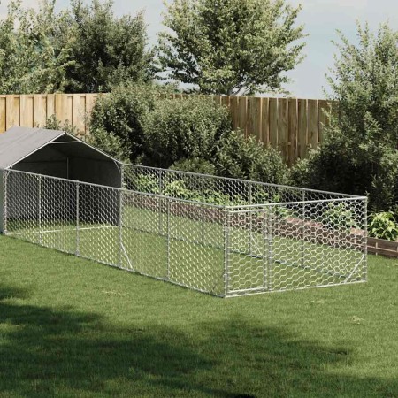 Hundehütte im Freien mit Gehege 8x2x1,5 m aus verzinktem Stahl. von , Hundehütten - Ref: Foro24-3329239, Preis: 262,96 €, Rab...