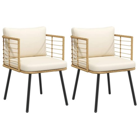 Gartensofas mit Kissen, 2 Stück, aus synthetischem Rattan in Naturfarbe. von , Gartenstühle - Ref: Foro24-3328657, Preis: 189...