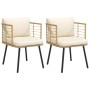 Garden armchairs with cushions 2 units synthetic natural rattan by , Garden chairs - Ref: Foro24-3328657, Price: 189,74 €, Di...