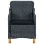 Set comedor jardín 9 pzas cojines ratán sintético gris oscuro