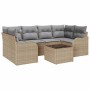 Conjunto de sofá de jardín 7 pcs Beige 55 x 55 x 37 cm