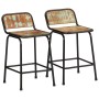 Bar stools 2 units 46x35.5x70 solid recycled wood by , Kitchen stools - Ref: Foro24-4013536, Price: 109,71 €, Discount: %