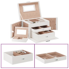 3-level jewelry box with mirror and lock white 26x18x17.5 cm by , Jewelry stands - Ref: Foro24-4103558, Price: 46,60 €, Disco...