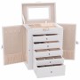 6-stufiger Schmuckkasten mit Spiegel und Schloss in Weiß von , Schmuckständer - Ref: Foro24-4103564, Preis: 64,06 €, Rabatt: %