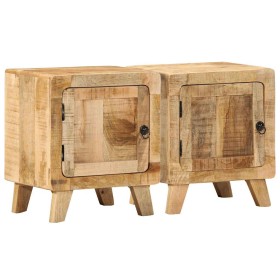 Mesilla de noche 2 uds 40x32x46 cm madera mango rugosa de , Mesitas de noche - Ref: Foro24-4104508, Precio: 210,44 €, Descuen...