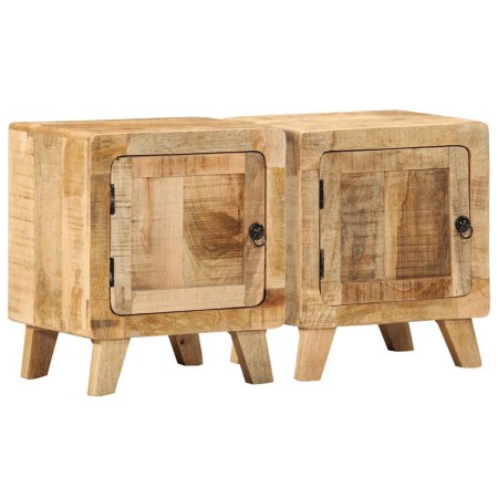 Mesilla de noche 2 uds 40x32x46 cm madera mango rugosa de , Mesitas de noche - Ref: Foro24-4104508, Precio: 194,65 €, Descuen...