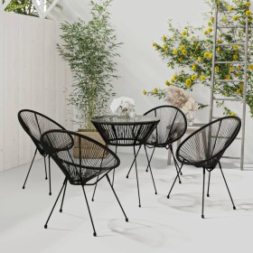 Juego de comedor de jardín 5 piezas ratán PVC negro de vidaXL, Conjuntos de jardín - Ref: Foro24-3060280, Precio: 500,02 €, D...