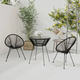 3-piece black PVC rattan garden dining set by vidaXL, Garden sets - Ref: Foro24-3060279, Price: 269,78 €, Discount: %