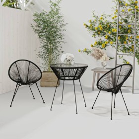 Garten Essgarnitur 3 Stück PVC Rattan schwarz von vidaXL, Gartensets - Ref: Foro24-3060279, Preis: 274,31 €, Rabatt: %