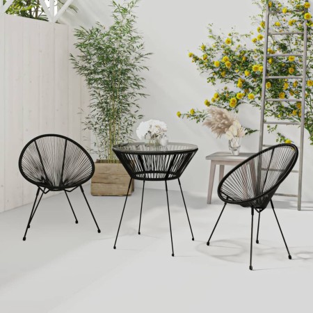 Garten Essgarnitur 3 Stück PVC Rattan schwarz von vidaXL, Gartensets - Ref: Foro24-3060279, Preis: 274,72 €, Rabatt: %