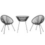 Garten Essgarnitur 3 Stück PVC Rattan schwarz von vidaXL, Gartensets - Ref: Foro24-3060279, Preis: 274,72 €, Rabatt: %