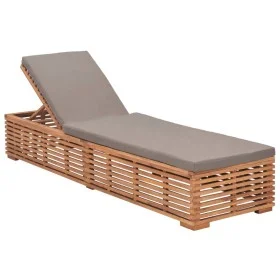 Dunkelgraue massive Teakholzliege mit Kissen von vidaXL, Liegen - Ref: Foro24-316038, Preis: 255,59 €, Rabatt: %