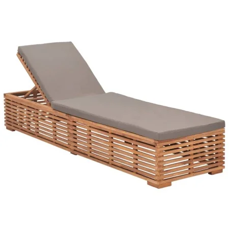 Dunkelgraue massive Teakholzliege mit Kissen von vidaXL, Liegen - Ref: Foro24-316038, Preis: 255,87 €, Rabatt: %