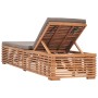 Tumbona con cojín madera maciza de teca gris oscuro de vidaXL, Tumbonas - Ref: Foro24-316038, Precio: 200,81 €, Descuento: %