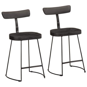 Taburetes de barra 2 uds negro 49x43x79 cm madera maciza mango de , Taburetes de cocina - Ref: Foro24-4013517, Precio: 118,41...