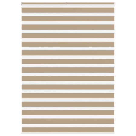 Dies ist ein breiter, 155,9 cm breiter, brauner Sand-Zebra-Vorhang aus Polyester. von , Jalousien und Jalousien - Ref: Foro24...