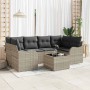 Conjunto de sofá de jardín 7 pcs Gris claro 55 x 55 x 37 cm