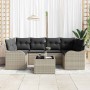 Conjunto de sofá de jardín 7 pcs Gris claro 55 x 55 x 37 cm