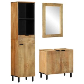 Conjunto de muebles de baño 3 uds marrón madera maciza de mango de , Muebles de baño - Ref: Foro24-3310007, Precio: 388,86 €,...