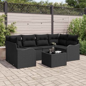 Conjunto de sofá de jardín 7 pcs Negro 55 x 55 x 37 cm